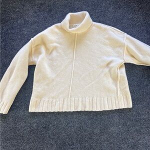 Entireworld Sweater Womens Small Cream Turtleneck 100% Super fine Wool